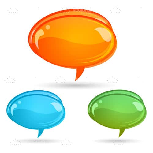 Orange, Blue and Green Dialogue Bubble Icons